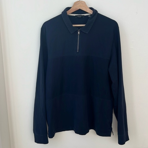 TED BAKER LONDON MENS 1/2 Zip Pullover Size Large in Navy - Picture 1 of 8